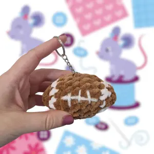 Crochet American Football keyring - super soft with a keychain