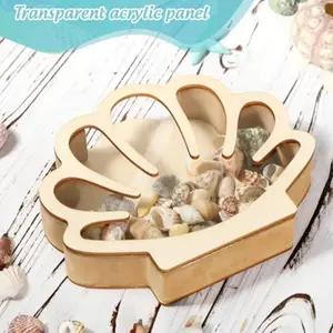 Wooden Vintage Shell Storage Box, Display Box, Perfect for Seashells and Jewelry Decor, Ideal Home Desktop Decoration, Great Holiday Gift Option