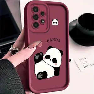 Cartoon Cute Panda Pattern Case for Samsung Galaxy S24 Plus S25 S23 S22 S21 Ultra FE S24+ Patterned Soft TPU Full Camera lens Protection Rugged Phone Cover Gift 2D printing