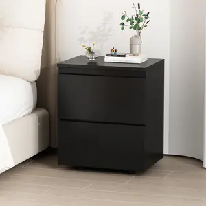 FUFU&GAGA Modern 4-Drawer Nightstand 18.9"H Bedside Table with Sliding Top Drawer for Bedroom Living Room Study House Easy Assembly