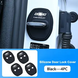 4Pcs Silicone Anti-collision Car Door Lock Protection Cover For Chevrolet Onix Cruze Silverado Impala Equinox Malibu Tahoe Cobalt Camaro Trax Accessories Automotive Accessories