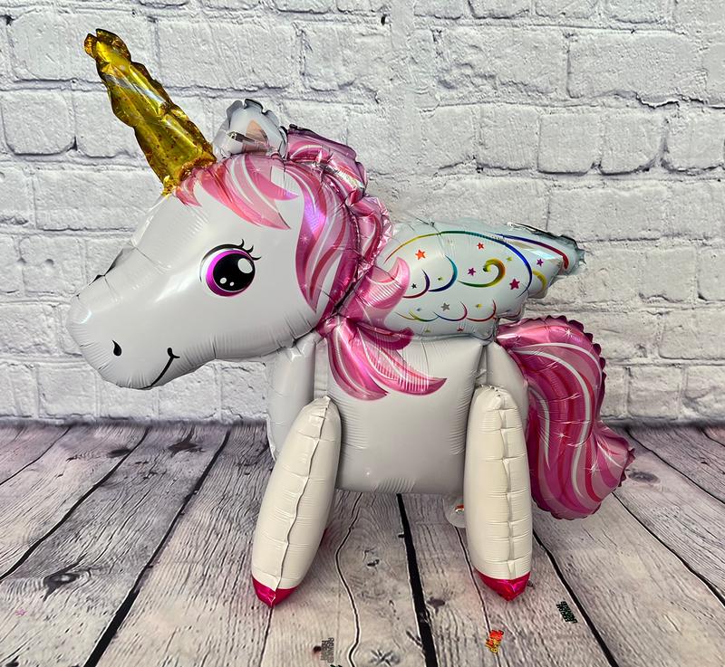 Walking Unicorn Balloon Set Jumbo Foil Party Decor 7 Piece Set for Unicorn Lovers 23x24 Inches Easy Assembly Kids Love Them
