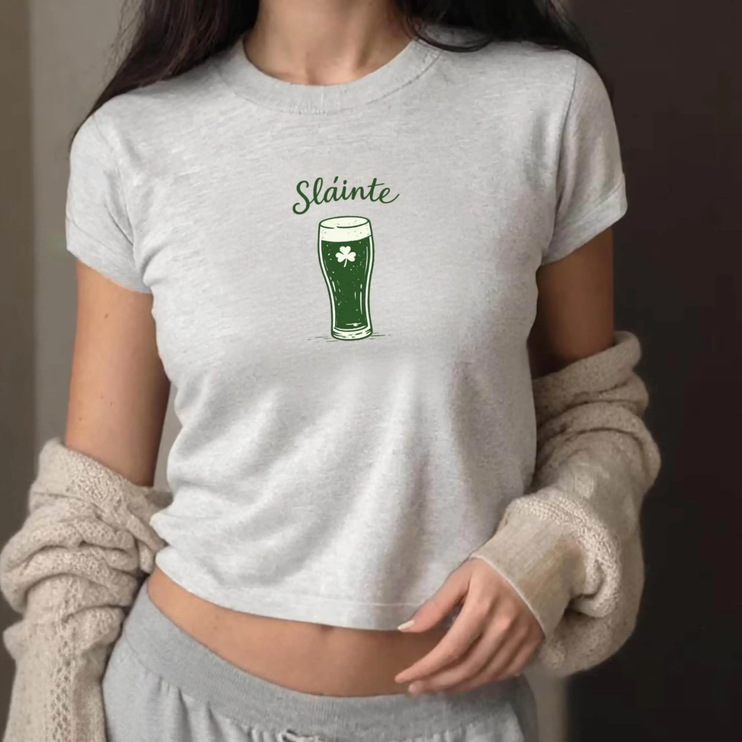 Slainte Guinness Leprecunt Women's Fitted T-Shirt, Patricks Day Vitamin G Day Drinking Y2k Kiss Me Im Irish Graphic Baby Tees, Gift for Her