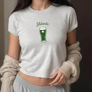 Slainte Guinness Leprecunt Women's Fitted T-Shirt, Patricks Day Vitamin G Day Drinking Y2k Kiss Me Im Irish Graphic Baby Tees, Gift for Her
