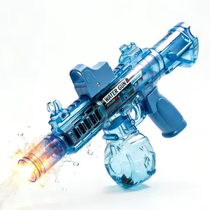 Electric automatic super water blaster with stunning LED light effects and realistic recoil feeling, high pressure continuous shooting design perfect for beach pool family party interaction games for boys girls teenagers and adults all summer long