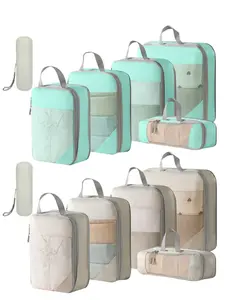 6pcs Compression Packing Cubes for Travel, Travel Luggage Packing Organizers with Mesh Extensible Suitcase Organiser Compressible Packing Cubes Organizers for Carry On Suitcases for Travel