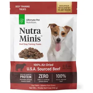 Ultimate Pet Nutrition Nutra Minis Beef Dog Air-Dried Training Treats 5 oz U.S.A Sourced Protein Rich Zero Fillers