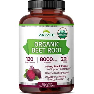 USDA Organic Beet Root 20 to 1 Extract 120 Vegan Quick Release Capsules 4 Month Supply for Nitric Oxide Support and Natural Energy with Black Pepper Extract for Enhanced Absorption Certified Kosher Non-GMO Made in USA Dietary Supplement