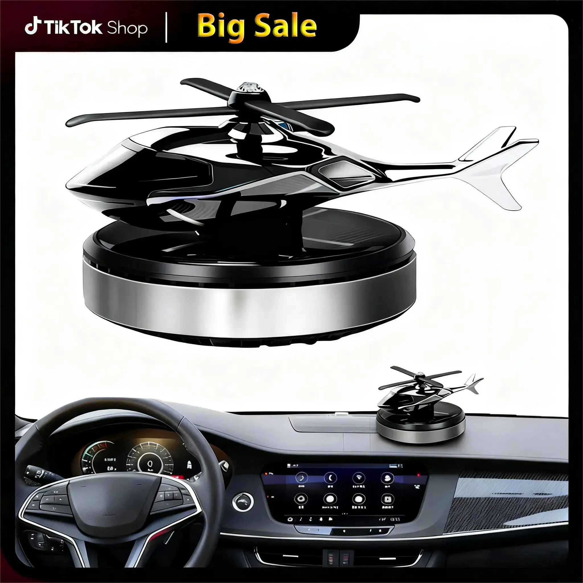 Helicopter Shaped Car Air Fresheners with Solar Powered Rotating, Essential Oil Car Diffuser to Purify Odors & Relieve Stress, Aesthetic Car Interior Dashboard Decoration Accessories