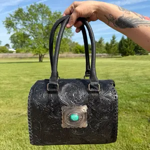 Black Tooled Medium Speedy Handbag