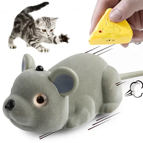 Remote Control Mouse Toy for Cats – Interactive Electric RC Mouse with Cheese Controller, Automatic Movement & Fun Chase Play