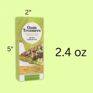 SNACK SIZE Oasis Treasures Dubai Chocolate Bar Pistachio 2.45oz Snack Dessert Milk Chocolate Flavor GREAT PRICE STOCK UP NOW!