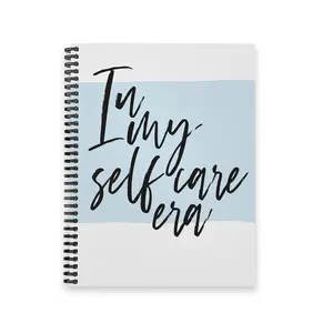 Softcover In My Self Care Era Spiral Notebook / Motivational Self Love / 120 Wellness Tracker Pages / Gloss Laminated / Black Spiral / Made In USA