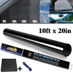 5%/15%/25%/35% VLT Uncut Window Tint Film Roll 20" x 10ft for Car, Home & Office Glass – Grade Black Privacy Film