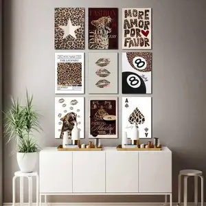 9pcs/set Frameless Leopard Print Poster Wall,Dormitory Decoration Aesthetics Y2k Cheetah Prints,Fashionable Art Prints Chic Bedroom Decor