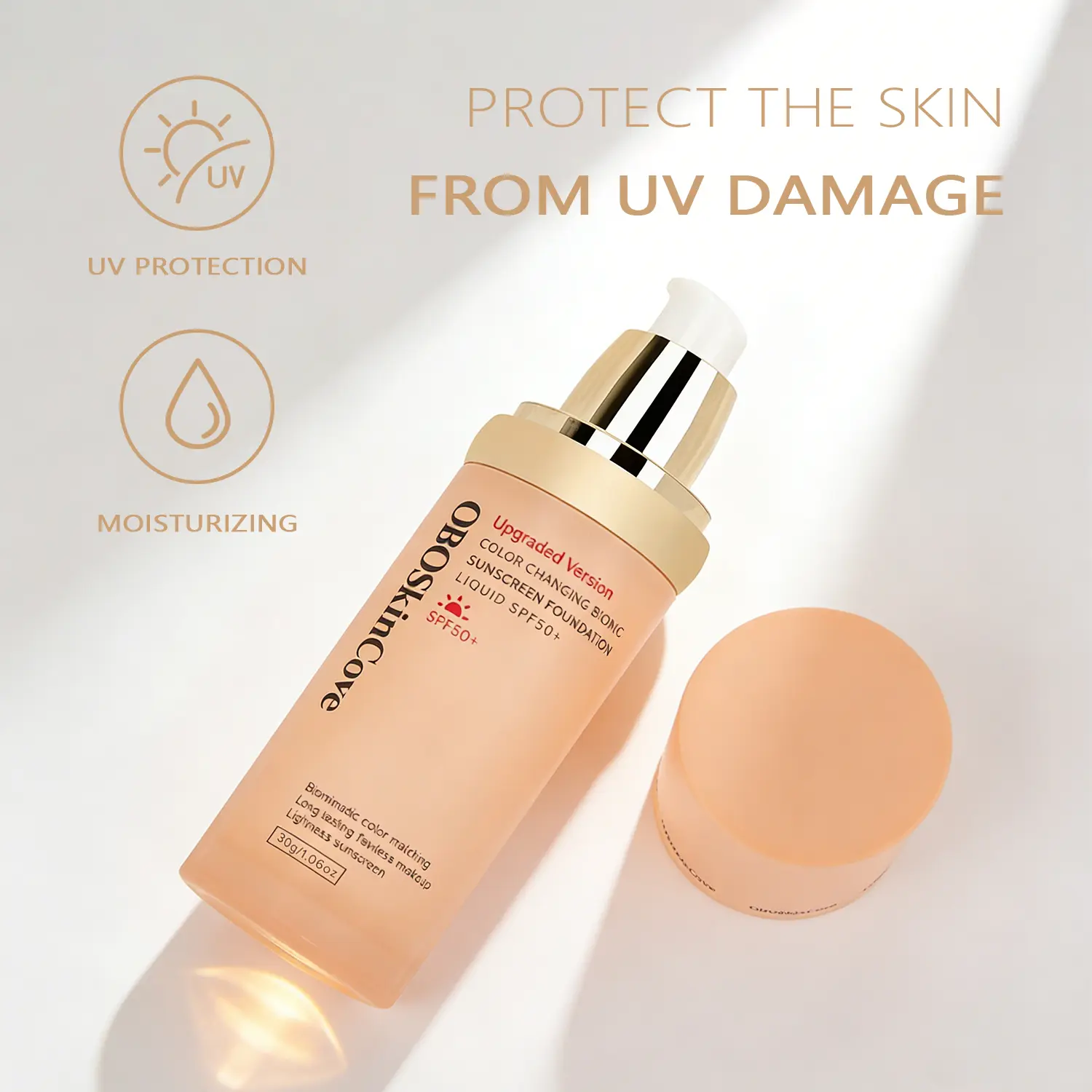 OBOSkincove 4-in-1 Tinted Sunscreen Foundation SPF50+ with Niacinamide, Hydrating Moisturizer and Concealer, Travel Size Mini Toiletries for Purse, 30ML