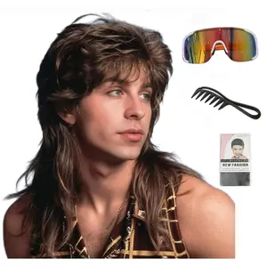 Mullet Wigs for Men,Joe Dirt,Emo Wig 80s Costumes Fancy Party Accessory Cosplay Wig Halloween Man x (Brown)