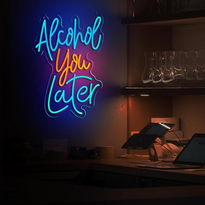Alcohol You Later Neon Alcohol Neon Wall Decoration Party Decoration USB Dimmable LED Neon Beer Bar Kitchen Restaurant Family Bar Bar Pub Party Man Cave Club Store Hotel Store Business Gifts