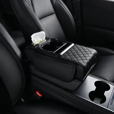 Universal Black Car Armrest Cushion Cover – Soft Center Console Pad Mat (19x32cm)