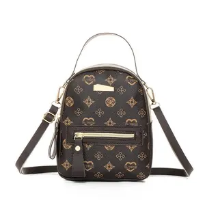 Women's Floral Graphic Faux Leather Backpack, Sweet Carry-All Backpacks for School, Functional Luggage & Bags