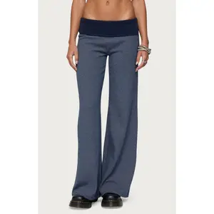 Edikted Women's Amarna Striped Fold Over Pants