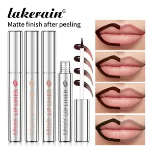 4 Counts Peel off Matte Lip Liner Set, Semi-Permanent Sweatproof & Smudge-Proof Lip Stain, Long-Lasting Lock Color, Lightweight Non-Drying, 4 Shades, Easy to Use for Beginners, Lip Liner Pencil