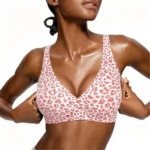 HeyComfy Jelly Wireless Leopard Push-Up Bras Seamless Full Coverage Bra Buttery Soft Everyday T-shirt Bra,comfortable, slimming and anti-sagging-MM,38 ddd,minimizer bra women Wire-Free