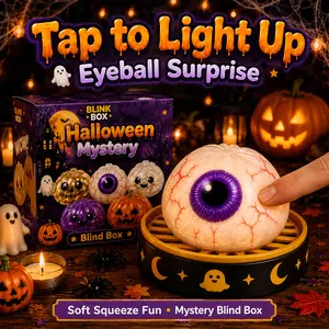 Halloween Mystery Squishy Blind Box, Light Up Pumpkin Ghost Eyeball Squeeze Toy, Soft Squishy Stress Relief Fidget Toy Gift Set, Random Style Halloween Party Favors for Treat Bags and Decorations