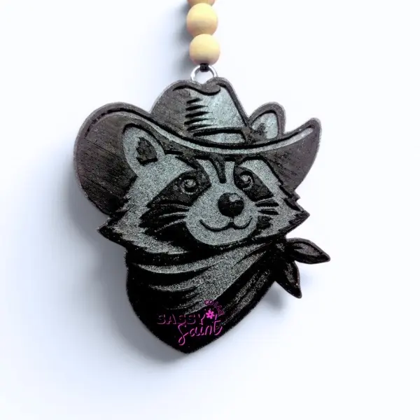 Sassy Saint Cowboy Raccoon Aroma Bead Air Freshener Charm - Scented Fragrance Accessory for Car, Infuses Refreshing Aroma for Pleasurable Driving