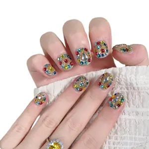 Handmade Square Short Length Daily Wear Acrylic Press on Nails 10Pcs Reusable, Salon Quality