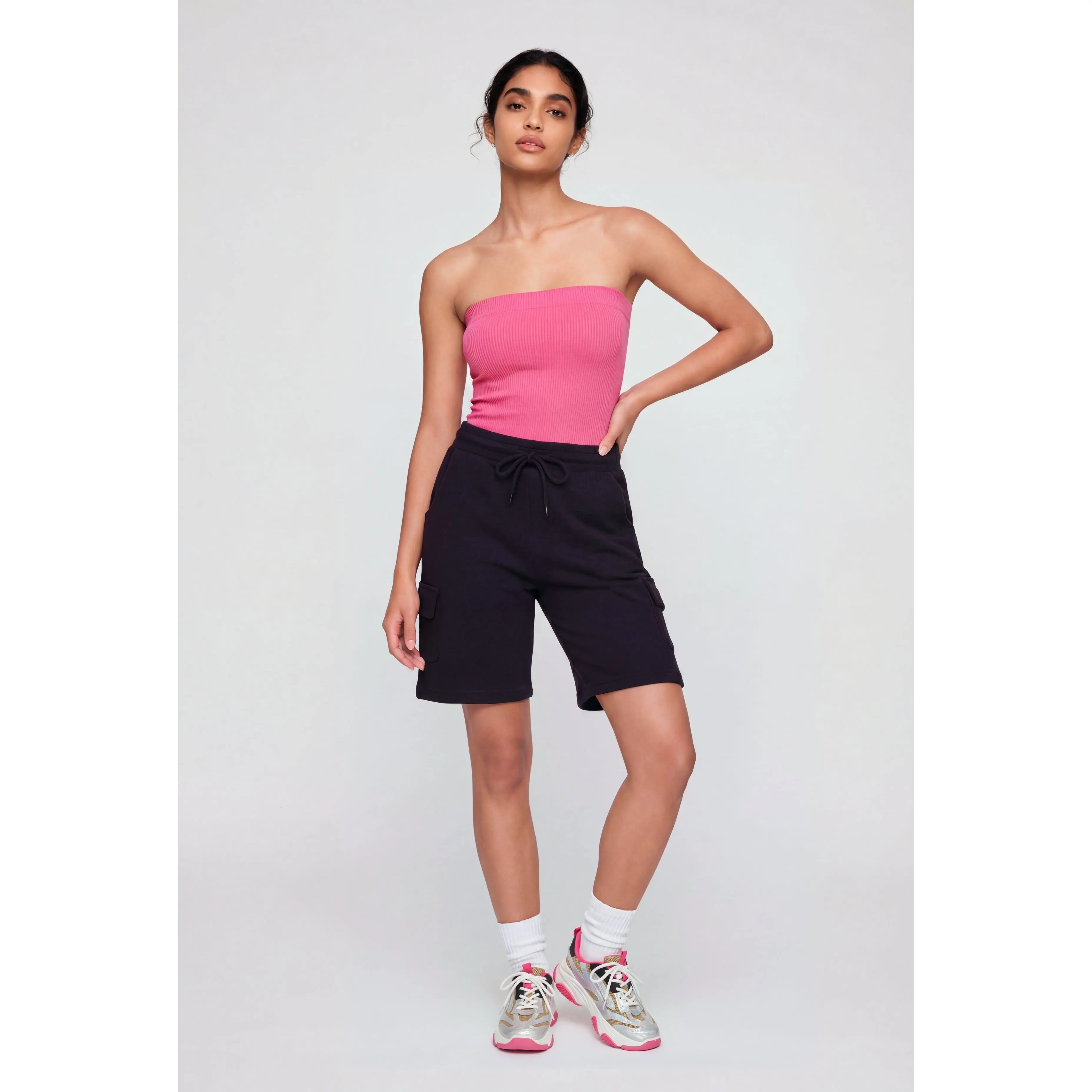 Drawstring Waist Cargo Sweatshorts