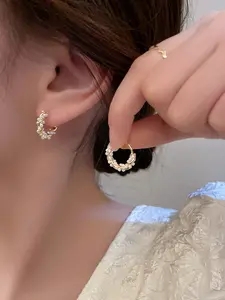 Vintage Style Pearl Inlaid Ring Earrings for Women, Elegant Graphic Design, Daily Wear Birthday Gift, All Seasons Jewelry