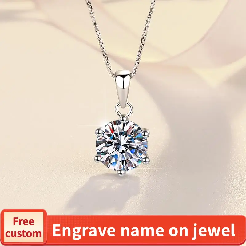 S925 Sterling Silver High Grade Certified Synthetic Moissanite Pendant /1 /2 /3 /5 carat Six Claw D Color E Cut VVS1 Clarity