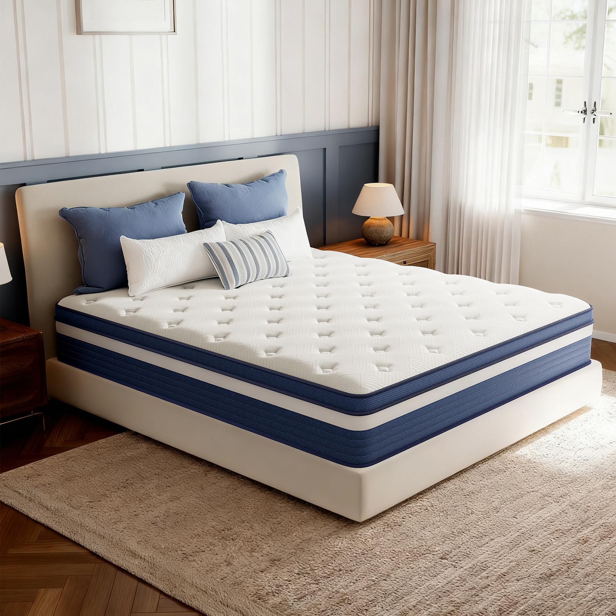 Twin/Full/Queen/King Mattress, Gel Memory Foam & Zoned Support Springs, Pressure Relief, Breathable Fabric, Motion Isolation Mattress Memory   twin mattresses