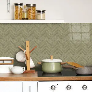 10/20pcs Texture Herringbone Wall Tile Stickers, Easy to Install Self-Adhesive and Removable, Geometric Patterns, Kitchen Bathroom Living Room Decor