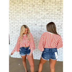 Coral & Cream Stripe Top