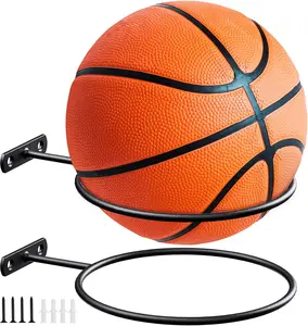 Mounted Ball Wall Storage Display Universal Ball Rack Metal Black Rack Holder Space Saver for Basketball Football Volleyball Soccer Storage Display QTJUST