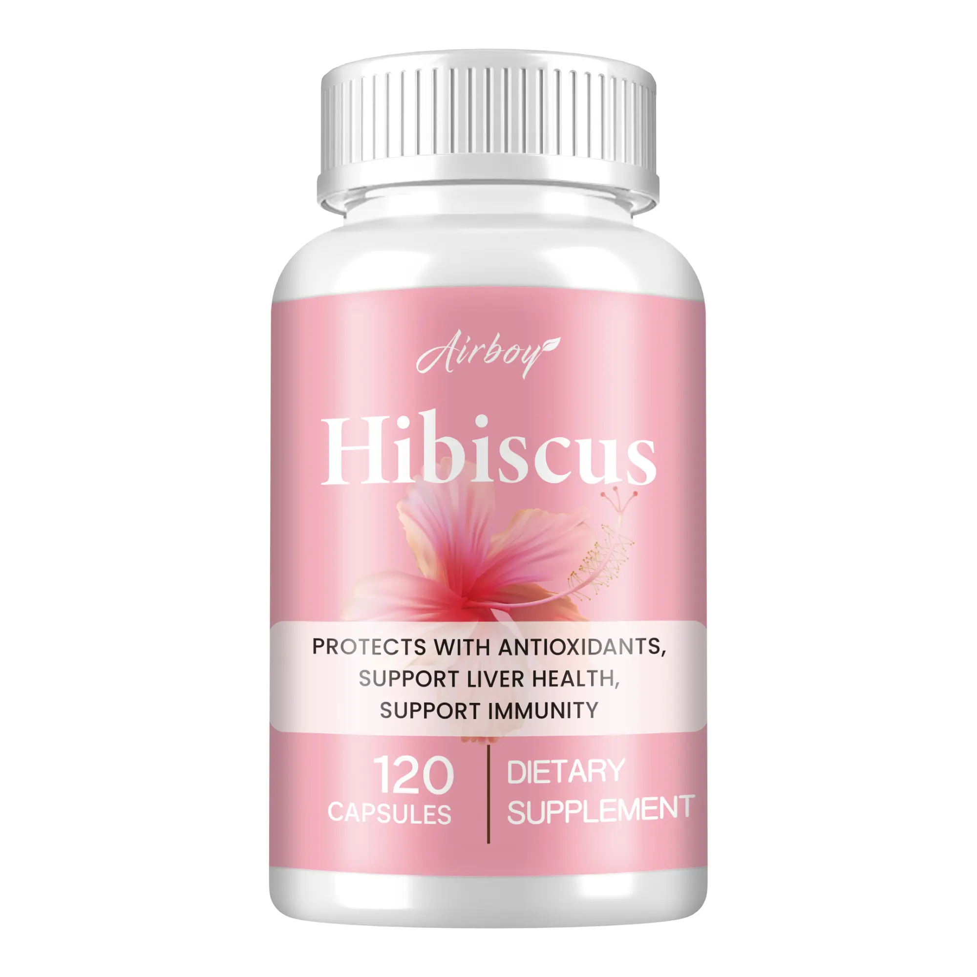 Airboy Natural Organic Hibiscus Botanical Extract Dietary Supplement Capsules, 120 Capsules, 1100 mg per Bottle, Supports Liver Health, Digestive & Immune Function