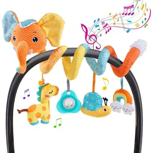willway Car seat Hanging Toys, Baby Spiral Activity Plush Stroller Toys Baby Rattle Sensory Toys for Crib Mobile Bassinet with Music Box BB Squeaker Rattles, Infant Toys for 0 6 12 Months Gifts