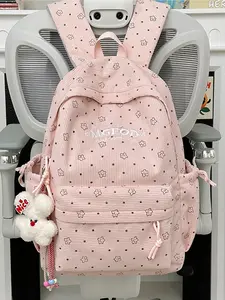 Cute Star Polka Dot Backpack for Women, Large Capacity School Bag, Versatile Campus Backpack, Student Shoulder Bag