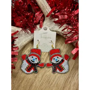 Beaded Snowman Earrings