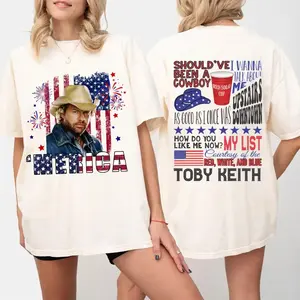 Toby Courtesy of the Red White and Blue Shirt, Patriotic Country Music Graphic Tee, 4th of July USA Flag T-Shirt for Men Women, Independence Day America Apparel