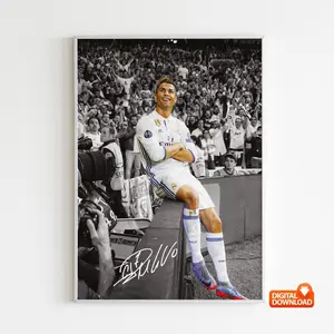 Cristiano Ronaldo Poster Soccer Legend Signed Football Poster,