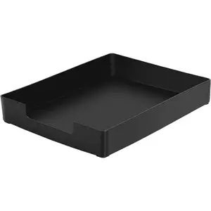 Letter-Size Plastic Paper Tray, Desk Drawer Organizer, A4 Stackable File Holder for Office, School, Home Storage (Black)