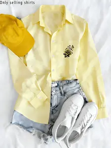 Women's Long Sleeve Shirt Spring Fall Simple Blouse, Sun Protection Top, Pocketed Long Sleeve Shirt, Versatile Daily Wear