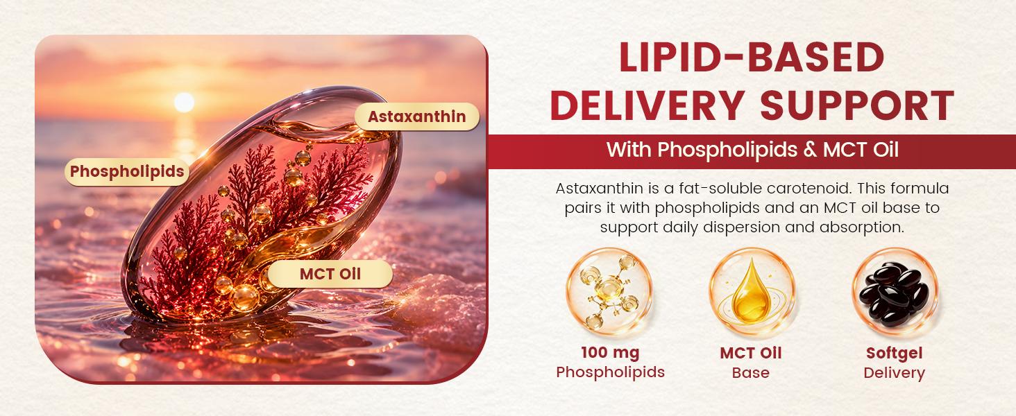 Liposomal Astaxanthin 12mg with Hyaluronic Acid & Lutein for Skin & Eye | 7-IN-1 Vegan Softgels with Vitamin E, Zeaxanthin, Phospholipids & MCT for Antioxidant, Skin Hydration, GMP, Gluten Free, 90ct