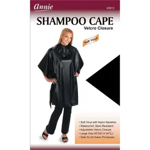 Annie-Shampoo Cape 45In * 54In Black (3 PCS)