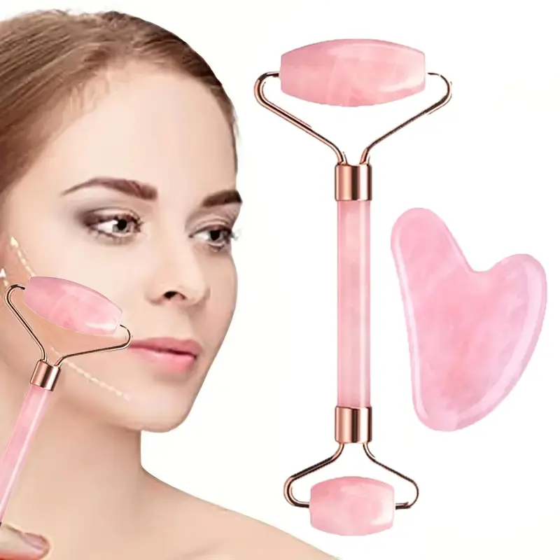 Natural Jade Scraper Tool Set for Face and Body, Facial Massage Beauty Gift for Men Women, Unisex Skincare Manual Operation