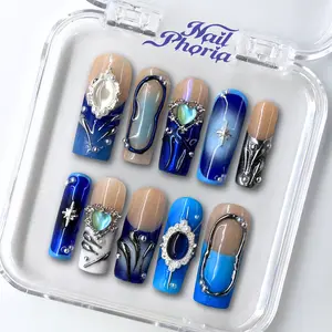 NailPhoria AQUARIUS - Handmade Press-On Nails | Reusable, Salon-Quality, Long-Lasting, Glossy Design