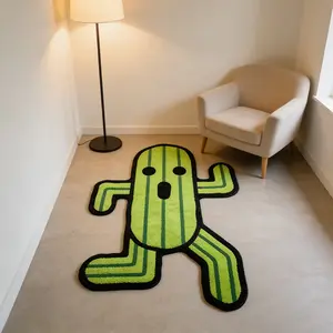Abstract Fun Cactus Carpet, Irregular Creative Room Decor Mat, Soft Plush Rug for Living Room Bedroom, Perfect Gift, Indoor Use
